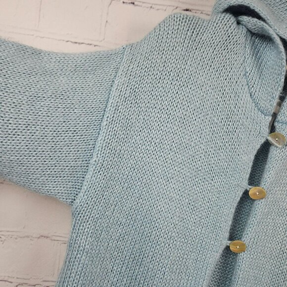 Soft Surroundings Mohair Wool Blend Duster Long Sweater Cardigan Womens L Hooded - Picture 3 of 14